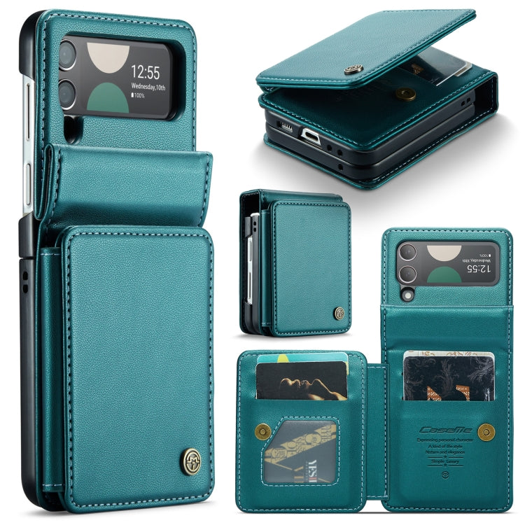 For Samsung Galaxy Z Flip3 5G CaseMe C22 PC+TPU Business Style RFID Anti-theft Leather Phone Case(Blue Green) - Galaxy Phone Cases by CaseMe | Online Shopping UK | buy2fix