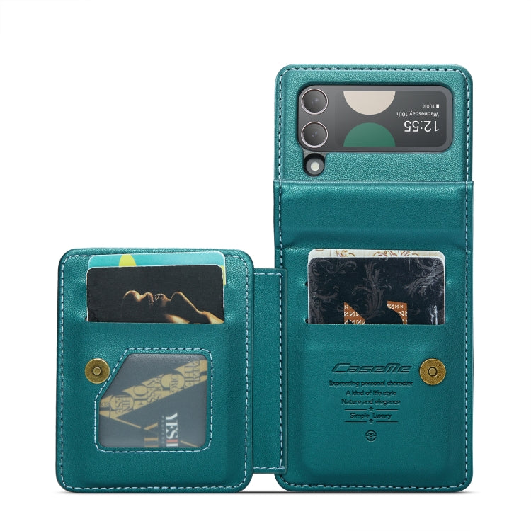 For Samsung Galaxy Z Flip3 5G CaseMe C22 PC+TPU Business Style RFID Anti-theft Leather Phone Case(Blue Green) - Galaxy Phone Cases by CaseMe | Online Shopping UK | buy2fix