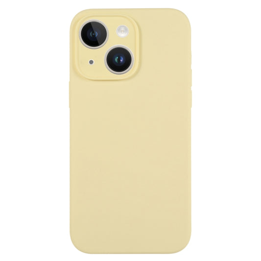 For iPhone 14 Plus Pure Color Liquid Silicone Fine Pore Phone Case(Creamy Yellow) - iPhone 14 Plus Cases by buy2fix | Online Shopping UK | buy2fix