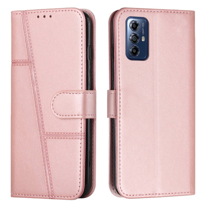 For Motorola Moto G Play 5G 2024 Stitching Calf Texture Buckle Leather Phone Case(Rose Gold) - Motorola Cases by buy2fix | Online Shopping UK | buy2fix