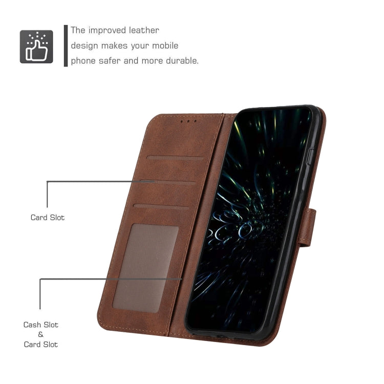 For Motorola Moto G Power 2024 Stitching Calf Texture Buckle Leather Phone Case(Brown) - Motorola Cases by buy2fix | Online Shopping UK | buy2fix