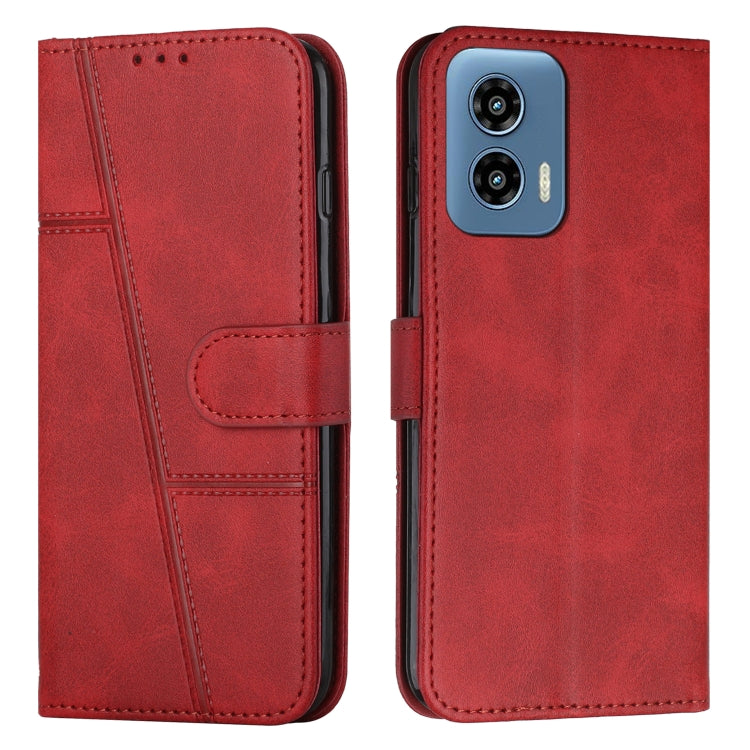 For Motorola Moto G Play 5G 2024/G 5G 2024 Stitching Calf Texture Buckle Leather Phone Case(Red) - Motorola Cases by buy2fix | Online Shopping UK | buy2fix