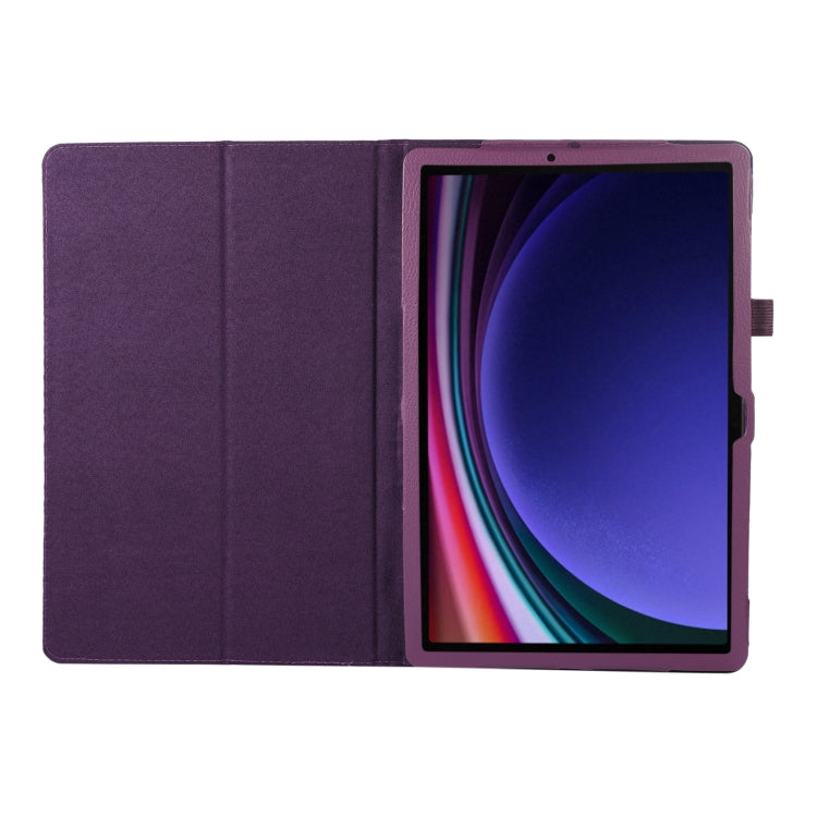 For Samsung Galaxy Tab S9+ Litchi Texture Leather Tablet Case with Holder(Purple) - Other Galaxy Tab PC by buy2fix | Online Shopping UK | buy2fix