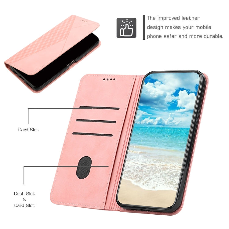 For Motorola Moto G Power 5G 2024 Diamond Splicing Skin Feel Magnetic Leather Phone Case(Rose Gold) - Motorola Cases by buy2fix | Online Shopping UK | buy2fix