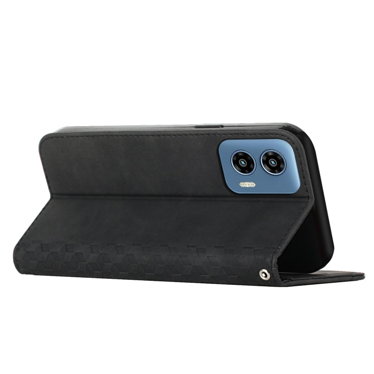 For Motorola Moto G Play 5G 2024 / G 5G 2024 Diamond Splicing Skin Feel Magnetic Leather Phone Case(Black) - Motorola Cases by buy2fix | Online Shopping UK | buy2fix