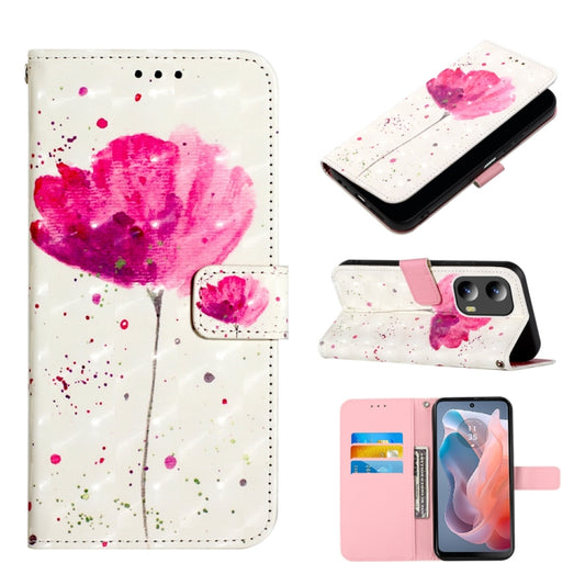 For Motorola Moto G Play 5G 2024 3D Painting Horizontal Flip Leather Phone Case(Flower) - Motorola Cases by buy2fix | Online Shopping UK | buy2fix