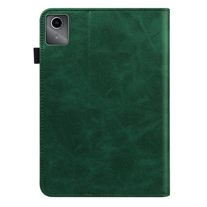 For Lenovo Tab M11 / Xiaoxin Pad 11 2024 Solid Color Stripe Embossed Leather Tablet Case(Green) - Lenovo by buy2fix | Online Shopping UK | buy2fix