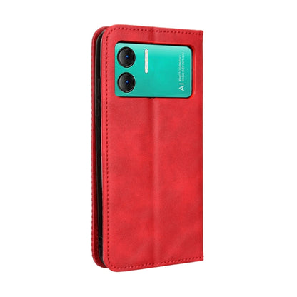 For Doogee X98 Magnetic Buckle Retro Texture Leather Phone Case(Red) - More Brand by buy2fix | Online Shopping UK | buy2fix