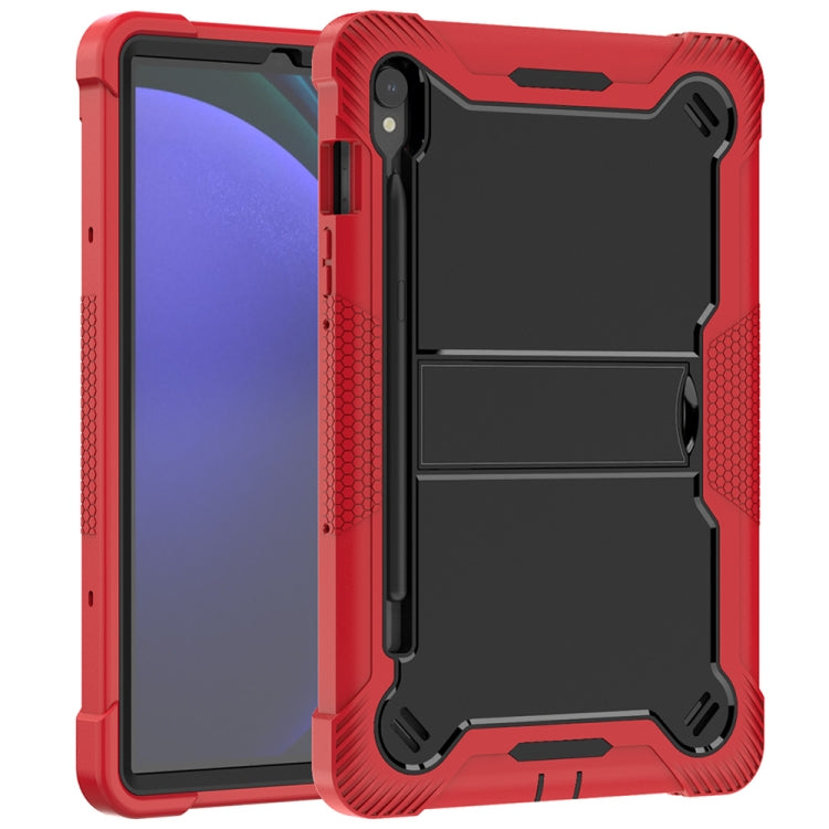 For Samsung Galaxy Tab S9 Shockproof Silicone Hybrid PC Tablet Case with Holder(Black + Red) - Galaxy Tab S9 Cases by buy2fix | Online Shopping UK | buy2fix