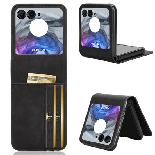 For Motorola Razr 50 Skin Feel Card Slot Leather Phone Case(Black) - Motorola Cases by buy2fix | Online Shopping UK | buy2fix