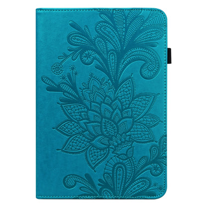 For Samsung Galaxy Tab S9 Lace Flower Embossing Pattern PU Tablet Case(Blue) - Galaxy Tab S9 Cases by buy2fix | Online Shopping UK | buy2fix