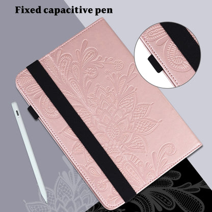 For Samsung Galaxy Tab S9 Lace Flower Embossing Pattern PU Tablet Case(Gold) - Galaxy Tab S9 Cases by buy2fix | Online Shopping UK | buy2fix