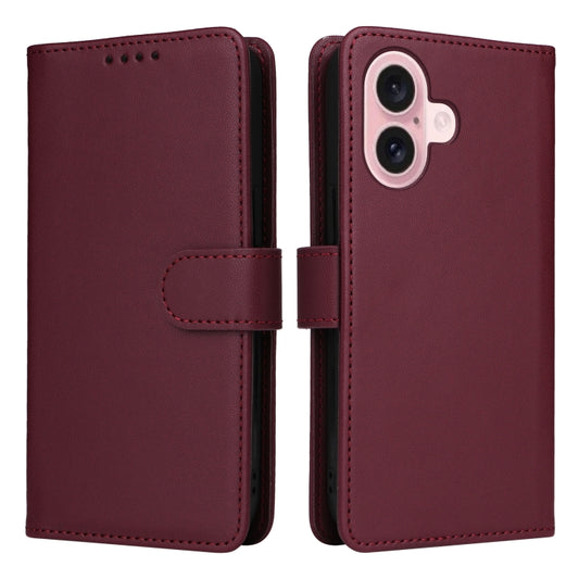 For iPhone 16 BETOPNICE BN-005 2 in 1 Detachable Imitate Genuine Leather Phone Case(Wine Red) - iPhone 16 Cases by BETOPNICE | Online Shopping UK | buy2fix