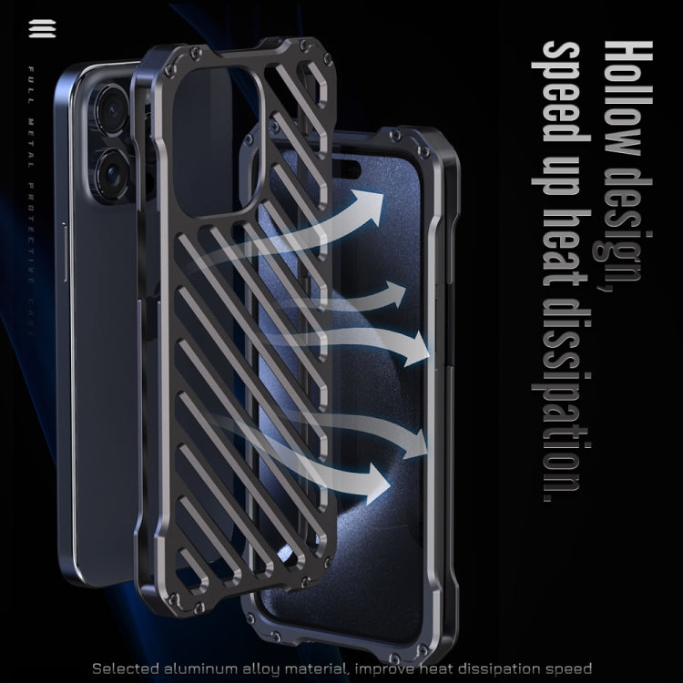 For iPhone 16 Pro Max R-JUST RJ-50 Hollow Breathable Armor Metal Phone Case(Space Grey) - iPhone 16 Pro Max Cases by R-JUST | Online Shopping UK | buy2fix