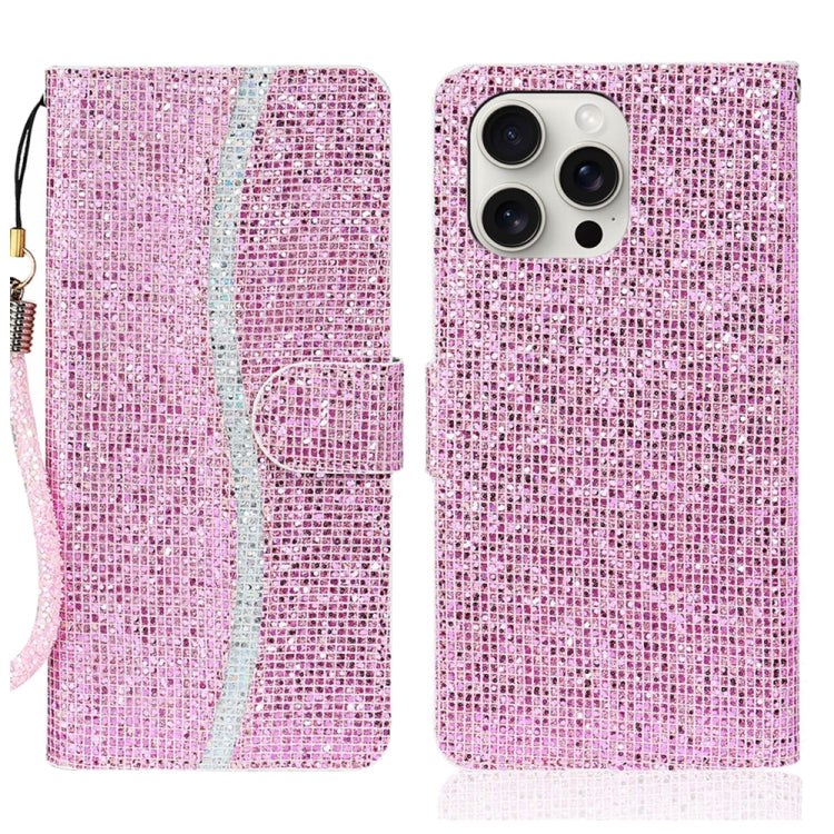 For iPhone 16 Pro Glitter Powder Filp Leather Phone Case(Pink) - iPhone 16 Pro Cases by buy2fix | Online Shopping UK | buy2fix