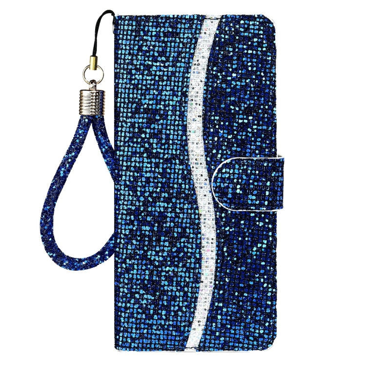 For iPhone 16 Glitter Powder Filp Leather Phone Case(Blue) - iPhone 16 Cases by buy2fix | Online Shopping UK | buy2fix