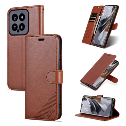 For Xiaomi 14 AZNS Sheepskin Texture Flip Leather Phone Case(Brown) - 14 Cases by AZNS | Online Shopping UK | buy2fix