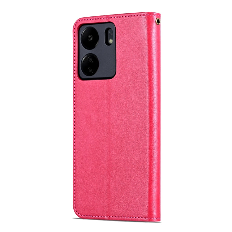 For Xiaomi Poco C65/Redmi 13C AZNS Sheepskin Texture Flip Leather Phone Case(Red) - 13C Cases by AZNS | Online Shopping UK | buy2fix