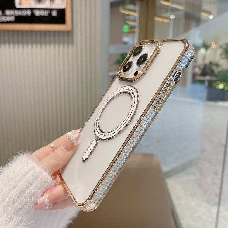 For iPhone 11 Pro Max MagSafe Magnetic Transparent TPU Electroplated Phone Case(Gold) - iPhone 11 Pro Max Cases by buy2fix | Online Shopping UK | buy2fix