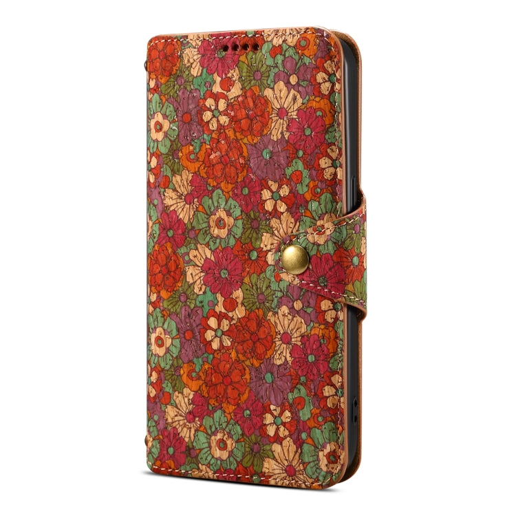 For iPhone 16 Pro Denior Flower Language Series Cork Fabric Oil Edge Leather Phone Case(Summer) - iPhone 16 Pro Cases by Denior | Online Shopping UK | buy2fix