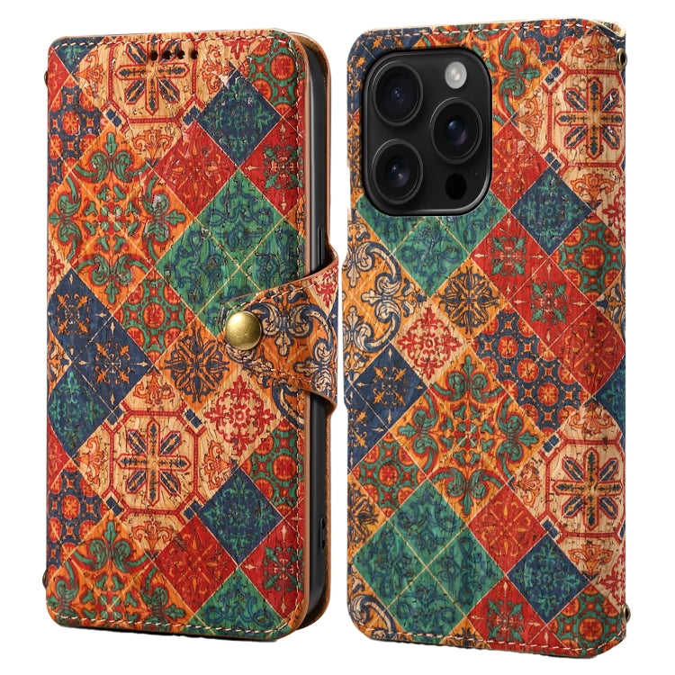 For iPhone 16 Pro Max Denior Flower Language Series Cork Fabric Oil Edge Leather Phone Case(Winter) - iPhone 16 Pro Max Cases by Denior | Online Shopping UK | buy2fix