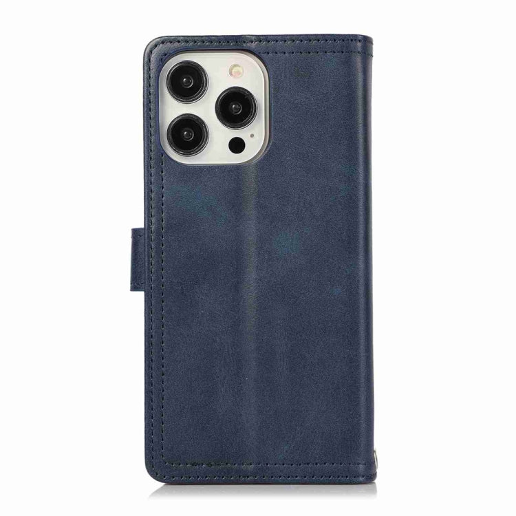 For iPhone 16 Pro Max Wristband Card Slot Leather Phone Case(Blue) - iPhone 16 Pro Max Cases by buy2fix | Online Shopping UK | buy2fix