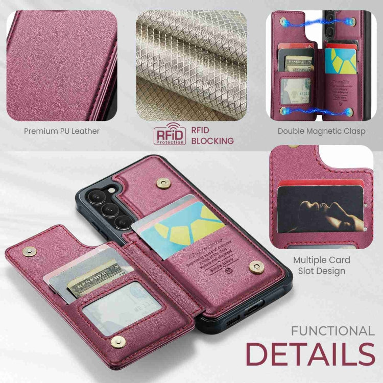 For Samsung Galaxy S23+ 5G CaseMe C22 Card Slots Holder RFID Anti-theft Phone Case(Wine Red) - Galaxy S23+ 5G Cases by CaseMe | Online Shopping UK | buy2fix