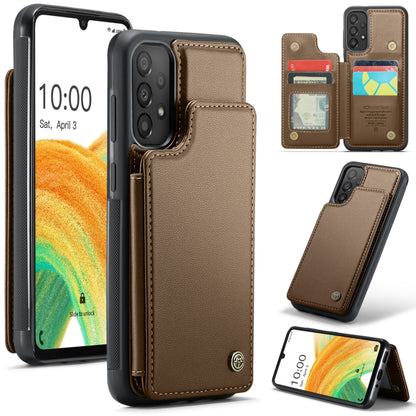 For Samsung Galaxy A33 5G CaseMe C22 Card Slots Holder RFID Anti-theft Phone Case(Brown) - Galaxy Phone Cases by CaseMe | Online Shopping UK | buy2fix