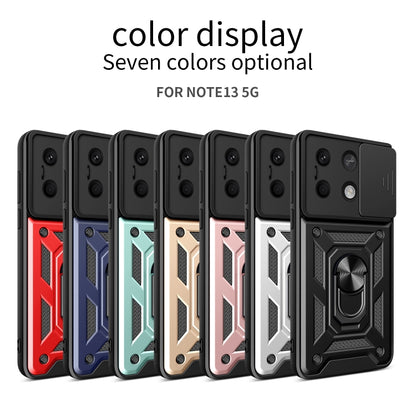 For Xiaomi Redmi Note 13 5G Sliding Camera Cover Design TPU Hybrid PC Phone Case(Black) - Note 13 Cases by buy2fix | Online Shopping UK | buy2fix