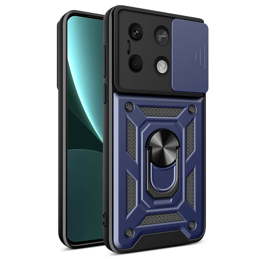 For Xiaomi Redmi Note 13 5G Sliding Camera Cover Design TPU Hybrid PC Phone Case(Blue) - Note 13 Cases by buy2fix | Online Shopping UK | buy2fix