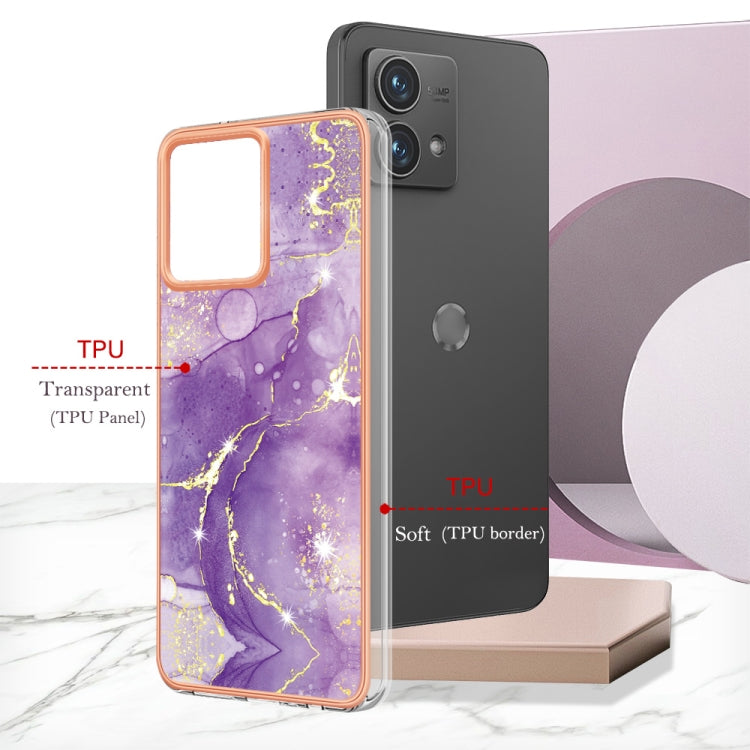 For Motorola Moto G84 Electroplating Marble Dual-side IMD Phone Case(Purple 002) - Motorola Cases by buy2fix | Online Shopping UK | buy2fix