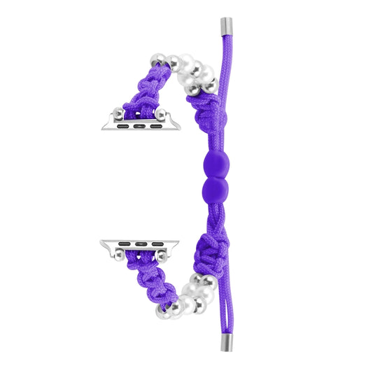 For Apple Watch Ultra 2 49mm Paracord Row Beads Drawstring Braided Watch Band(Purple) - Watch Bands by buy2fix | Online Shopping UK | buy2fix