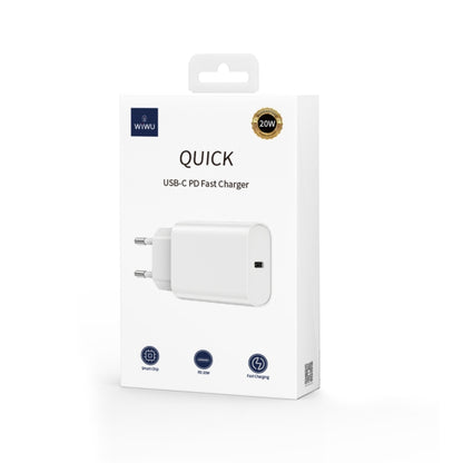 WIWU Wi-U001 Quick Series PD 20W USB-C / Type-C Single Port Travel Fast Charger, EU Plug(White) - USB Charger by WIWU | Online Shopping UK | buy2fix