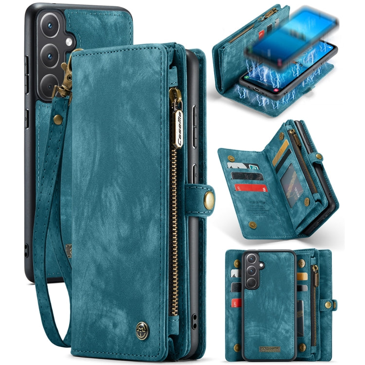 For Samsung Galaxy A35 5G CaseMe 008 Multifunctional Zipper Wallet Leather Phone Case with Lanyard(Blue) - Galaxy Phone Cases by CaseMe | Online Shopping UK | buy2fix