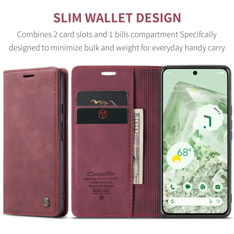 For Google Pixel 8A CaseMe 013 Multifunctional Horizontal Flip Leather Phone Case(Wine Red) - Google Cases by CaseMe | Online Shopping UK | buy2fix