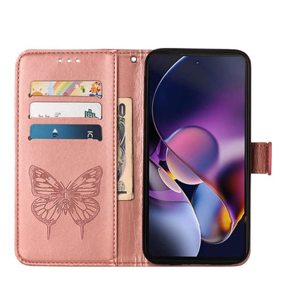 For Motorola Moto G Stylus 5G 2024 Embossed Butterfly Leather Phone Case(Rose Gold) - Motorola Cases by buy2fix | Online Shopping UK | buy2fix