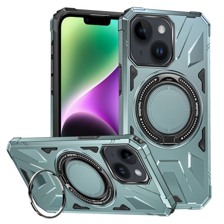 For iPhone 14/13 MagSafe Magnetic Shockproof Phone Case with Ring Holder(Green) - iPhone 14 Cases by buy2fix | Online Shopping UK | buy2fix