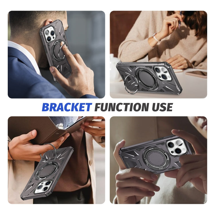 For iPhone 14 Pro MagSafe Magnetic Shockproof Phone Case with Ring Holder(Dark Grey) - iPhone 14 Pro Cases by buy2fix | Online Shopping UK | buy2fix