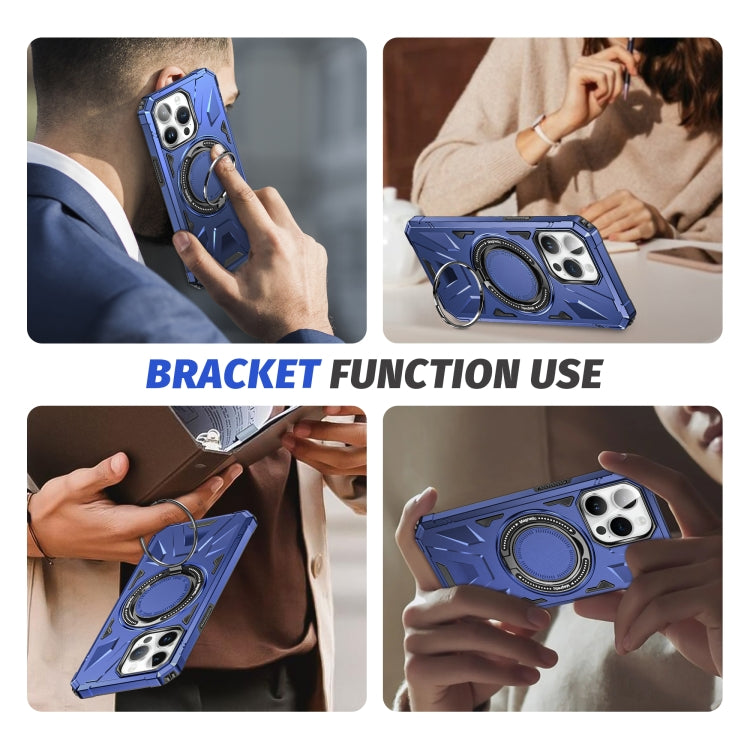 For iPhone 14 Pro Max MagSafe Magnetic Shockproof Phone Case with Ring Holder(Navy Blue) - iPhone 14 Pro Max Cases by buy2fix | Online Shopping UK | buy2fix