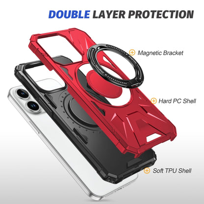 For iPhone 14 Pro Max MagSafe Magnetic Shockproof Phone Case with Ring Holder(Red) - iPhone 14 Pro Max Cases by buy2fix | Online Shopping UK | buy2fix