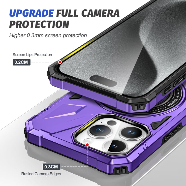 For iPhone 13 Pro MagSafe Magnetic Shockproof Phone Case with Ring Holder(Purple) - iPhone 13 Pro Cases by buy2fix | Online Shopping UK | buy2fix