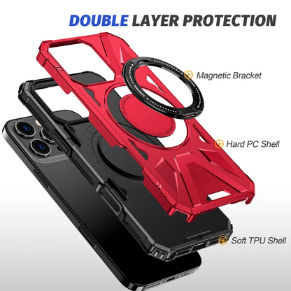 For iPhone 16 Pro Max MagSafe Magnetic Shockproof Phone Case with Ring Holder(Red) - iPhone 16 Pro Max Cases by buy2fix | Online Shopping UK | buy2fix