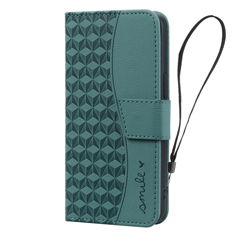 For Samsung Galaxy S22 5G Diamond Buckle Leather Phone Case with Lanyard(Green) - Galaxy S22 5G Cases by buy2fix | Online Shopping UK | buy2fix