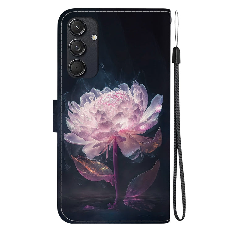 For Samsung Galaxy M55 Crystal Texture Colored Drawing Leather Phone Case(Purple Peony) - Galaxy Phone Cases by buy2fix | Online Shopping UK | buy2fix