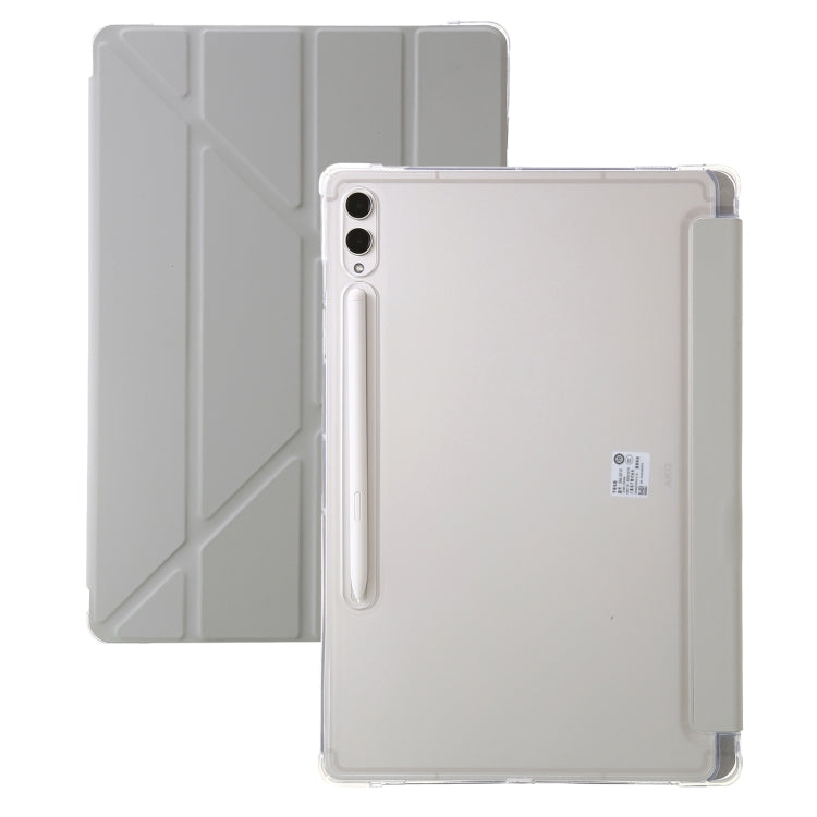 For Samsung Galaxy Tab S9 Clear Acrylic Deformation Leather Tablet Case(Grey) - Galaxy Tab S9 Cases by buy2fix | Online Shopping UK | buy2fix