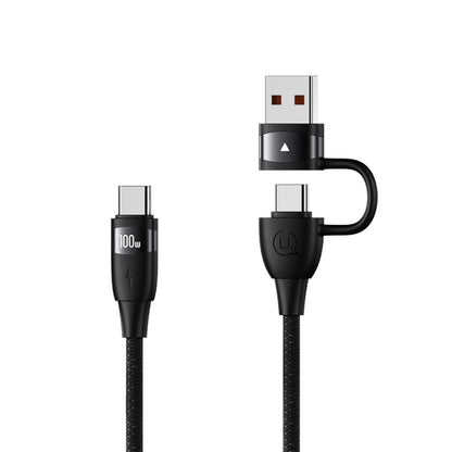 USAMS US-SJ654 U85 PD100W USB+USB-C/Type-C to USB-C/Type-C Aluminum Alloy Fast Charging Data Cable, Length: 1.2m(Black) - USB-C & Type-C Cable by USAMS | Online Shopping UK | buy2fix