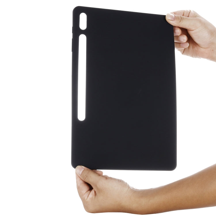 For Samsung Galaxy Tab S9 FE+ Pure Color Liquid Silicone Shockproof Tablet Case(Black) - Galaxy Tab S9 FE+ by buy2fix | Online Shopping UK | buy2fix