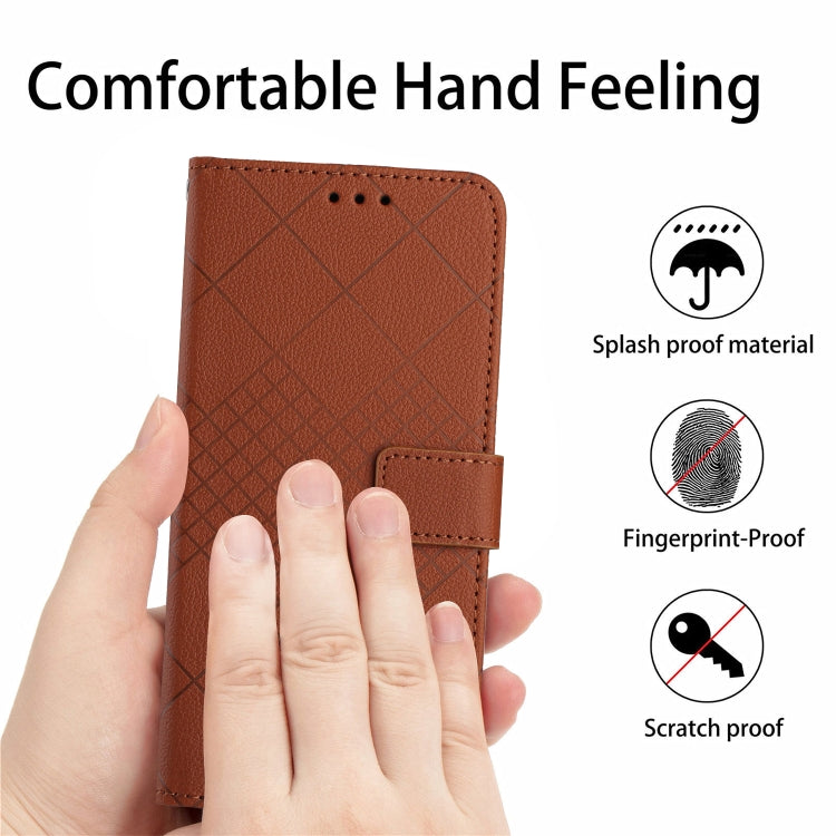 For Google Pixel 9 Rhombic Grid Texture Leather Phone Case(Brown) - Google Cases by buy2fix | Online Shopping UK | buy2fix