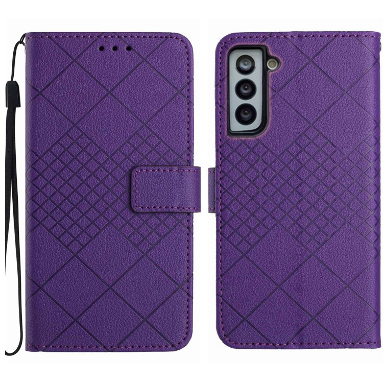 For Samsung Galaxy S22 5G Rhombic Grid Texture Leather Phone Case(Purple) - Galaxy S22 5G Cases by buy2fix | Online Shopping UK | buy2fix