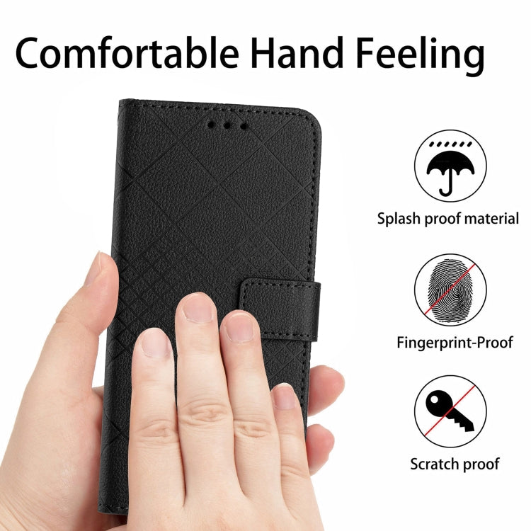 For Xiaomi Redmi Note 12 Pro India Rhombic Grid Texture Leather Phone Case(Black) - Xiaomi Cases by buy2fix | Online Shopping UK | buy2fix